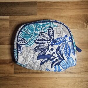 Vera Bradley Santiago Makeup Cosmetic Bag Blue Quilted Lined